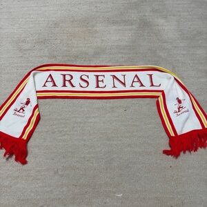 Vintage Arsenal FC London Scarf Football Soccer White Red Logo